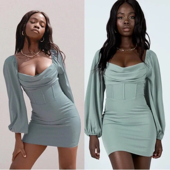 Princess Polly Lillie Long Sleeve Corset Style Blue Sage
Mini Dress - Picture 12 of 12